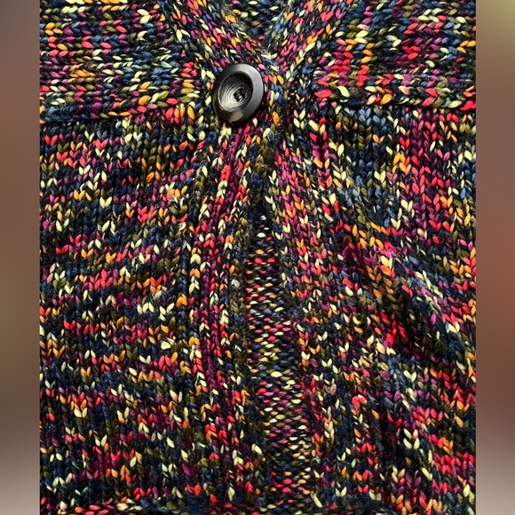 PBJ Sport Chunky Knit Cardigan Sweater Blue Multicolor Mohair & Alpaca Wool Blnd - Picture 4 of 9